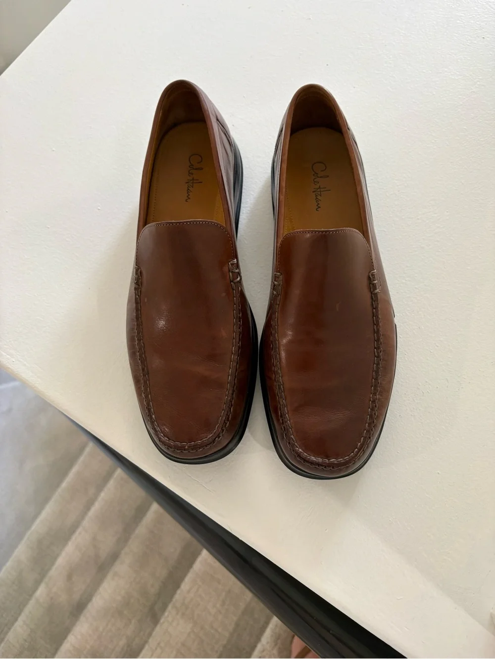 COLE HAAN, with Nike Air Soles  Air DEMPSEY Brown Leather Loafer Shoes C05777